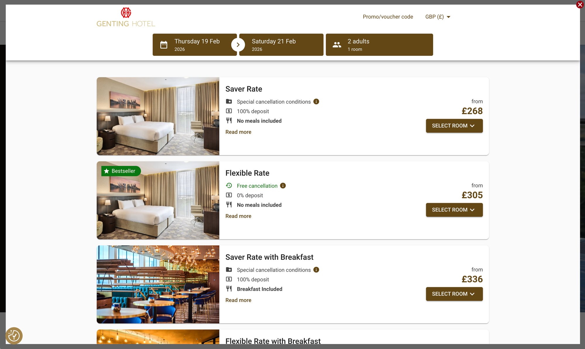 genting hotel booking screen